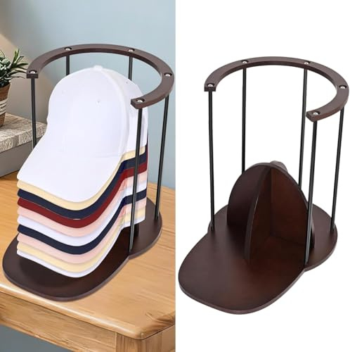 MOFASVIGI Hat Storage for Baseball Caps, Wood & Metal Hat Organizer