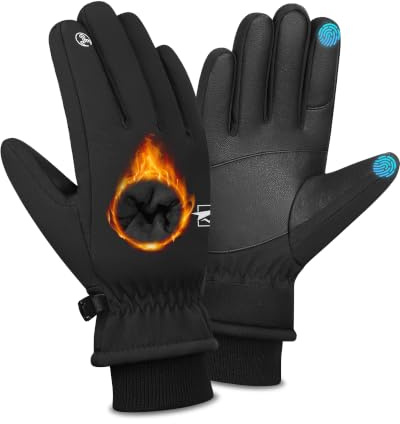 Yobenki Winter Gloves Men Women, Touch Screen Anti-slip Thermal Gloves | Water-Resistant Windproof Gloves for Running Cycling Driving , Warm Ski Glove Fit for Skiing Hiking Climbing