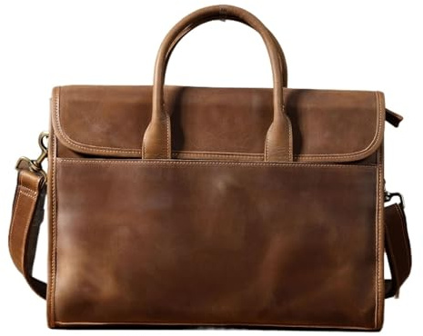 laptopfodral, Äkta läder 14-tums bärbara datorväskor for män Messenger Handväska Kohud