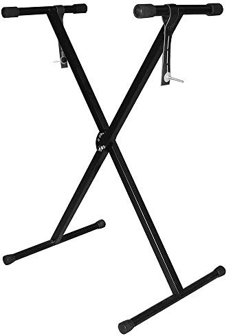 Bakaji Supporto per Tastiera Musicale Pieghevole Stand Portatastiera Pianola Elettronica Struttura in Metallo Altezza regolabile Piedini Antiscivolo