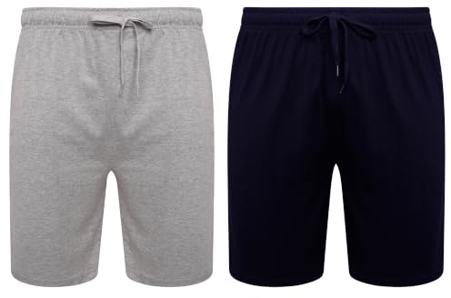 Sock Stack Pack of 2 Mens Pyjama Shorts with Pockets Organic Cotton Rich Jersey Soft Breathable for Lounging and Sleeping