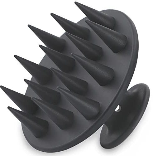 FReatech Mise à jour Brosse Massage Cuir Chevelu, Brosse Shampoing en Silicone Intégrée avec Poils Longs et Rigides, Convient aux Cheveux Longs, Épais et Bouclés, Humide et Sec, Noir