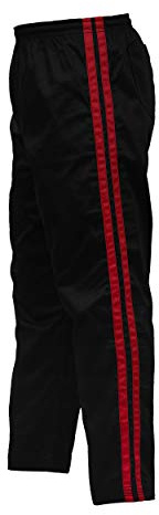 UFG Martial Arts Striped Karate Pants Cotton & Polyester Blended - Kids Adults Unisex (Red, 3)