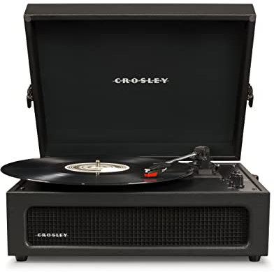 Crosley Voyager Portable Turntable - Bluetooth Record Player, 3-Speed Suitcase Vinyl Player, Home Turntables for Vinyl Records, Built in Stereo Speakers & Bluetooth Receiver, AUX Input, Black
