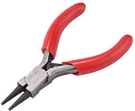 PandaHall 1 pince à bec rond en acier au carbone - 75 à 80 mm de long - Mini pince à bijoux pour la fabrication de bijoux - Rouge