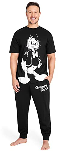 Disney Pyjama Homme Humoristique, Ensemble de Pyjama Humour Taille M-3XL, Grincheux, Donald Duck, Jack Skellington (Noir, XL)