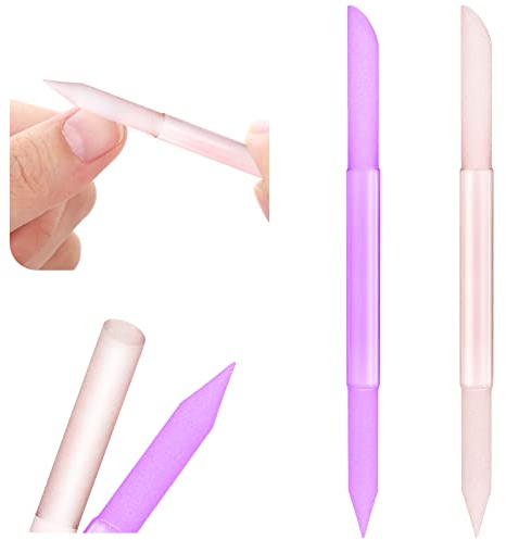 Sibba Nagelhautentferner aus Glas doppelseitiger Nagelhauttrimmer Maniküre-Stick professionelles Präzisionsfeilen abrasive Oberfläche Nagelstudios Set für Frauen Mädchen Zuhause (2 Stück Pink Lila)