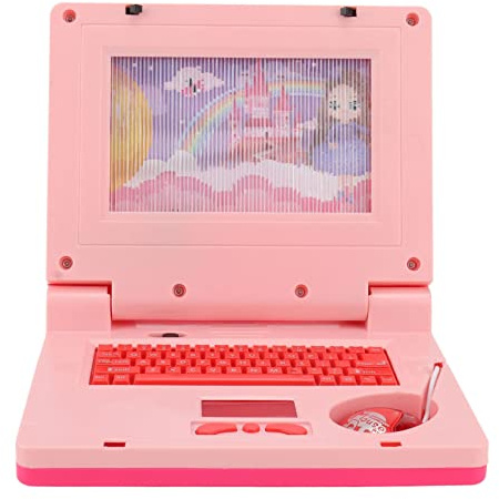 Niños Exploración Juguete Computadora Portátil Aprendizaje Educativo Computadora Niños Aprendizaje Computadora Portátil Educativo LED Música Electrónica Desarrollo Cognitivo (Ratón rosa no retráctil)