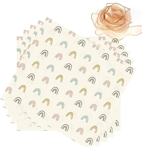 ATBUSS 30 unidades de papel de seda arcoíris (35,50 cm), 1 rollo de cinta de 2,2 m, diseño de arcoíris, biodegradable, papel de regalo, adecuado para cumpleaños, embalaje de ramo, bricolaje