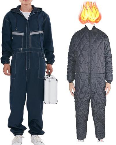 TOVCHEI Combinaison Isolée, Casual Loose Denim Salopette Combinaison Vêtements De Travail Avec Bande Réfléchissante Ceinture Élastique,Blue b,5XL