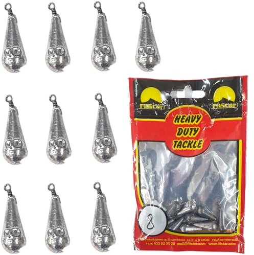 PRO FILSTAR Birnenblei Set 10 x 8g - Blei Angeln mit Wirbel - Angel Bleie Set - Grundangeln - Grundblei Angeln - Blei Gewicht - Angelblei - Fishing Weights - Bleigewichte – Tropfenblei – Karpfenblei