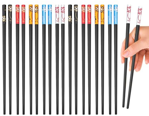 UILYNIU 10 Paia Bacchette Riutilizzabili Bacchette in Fibra di Vetro, Bacchette Cinesi Set, Chopsticks Sushi Giapponesi Riutilizzabili, Lavabili in Lavastoviglie Bacchette Coreane (10 Paia)