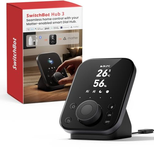 SwitchBot Hub 3 for Home Automation, Matter Bridge Smart Home Hub with IR & Bluetooth Remote, work as a WiFi Thermometer Hygrometer, Supports Alexa/Apple HomeKit/Google Home/IFTTT