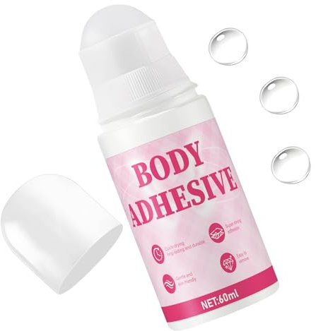 Miioto Colle Vetement Peau, Colle Justaucorps Gym, Body Glue for Skin, Adhesif Vetement Peaus pour Bas de Contention, Collants, Bretelles, Petit, Portable et Durable, Fixation Ferme, 60ml