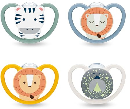 NUK Perfect Match Air nappflaskor för bebisar | 6-18 månader | Ortodontiska nappar som främjar luftflöde och förhindrar dregelutslag | 95% acceptans hos bebisar** | Blandade | 4 stycken