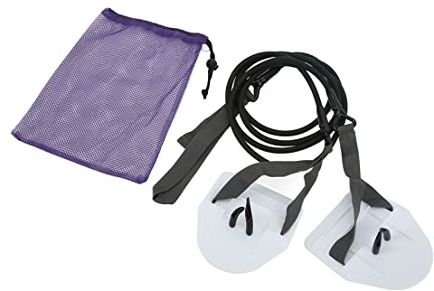 HERCHR Bande de résistance à la Natation, Bandes d'exercice de résistance à la Force des Bras, Corde de Tension élastique, palettes à Main avec Sac en Filet pour l'entraînement de