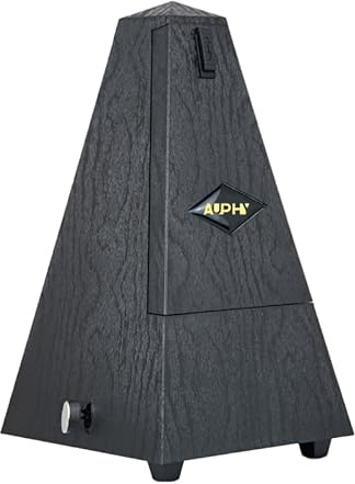 M360 AUPHY Mechanical Metronome with Accent Bell for Piano Violin Guitar Drums Saxophone etc,Classic Pyramid Design,Multiple Beat Modes Range Tempo(40-208BPM) Easy to Use, Black Woodgrain