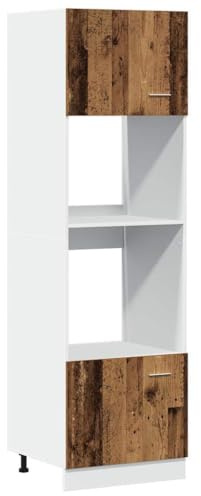 Yisssmeng Lione - Armadio a microonde effetto legno anticato 60 x 57 x 207 cm, in legno con 4 scomparti, design moderno, molto spazio per cucina, corridoio o sala da pranzo