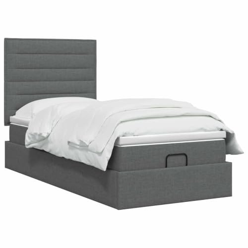 vidaXL Cama otomana con colchón Gris Oscuro 100 x 200 cm Tela