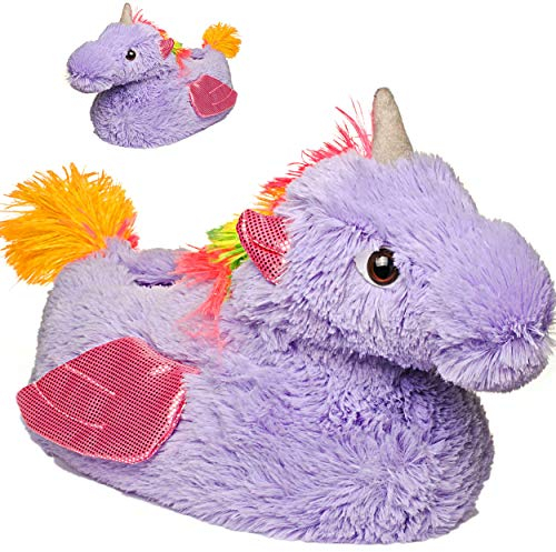 alles-meine.de GmbH Hausschuhe/Pantoffel - Einhorn - lila - Größe Gr. 33/34 / 35/36 EU schön warm Plüschhausschuh/Kuschel/Tier - Tiere - für Kinder & Erwachsene..