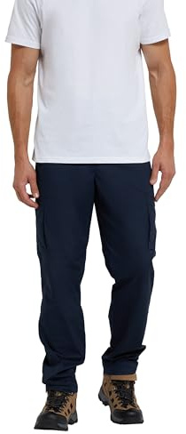 Mountain Warehouse Trek Mens Outdoor Trousers - Lightweight Casual Bottoms with Lots of Pockets, Quick Dry UPF 50+ Pants - Spring, Summer, Travelling & Outdoors Dark Blue Men's W34