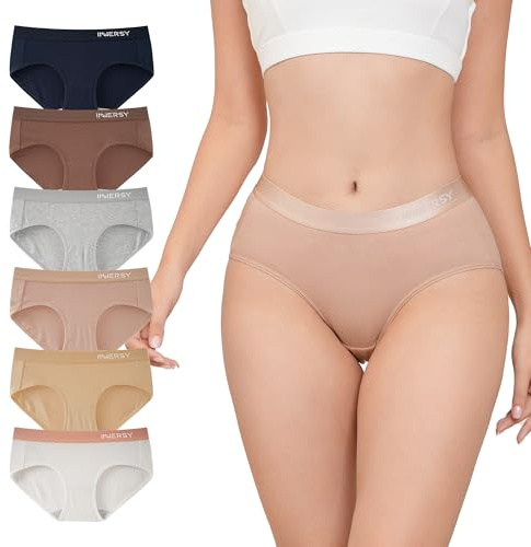 INNERSY Culotte Femme Coton Taille Midi Slip Stretch sous Vêtement Lot de 6 | Culottes Femmes Élastiques, Hipster Sportive Respirant Classique, Sans Étiquette, Entrejambe 100% Coton, Confort Quotidien