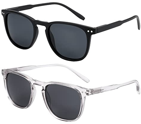 ZENOTTIC 2 Paare Polarisierte Sonnenbrille Damen Herren Retro Vintage Runde Quadratische Unisex UV400 Schutz