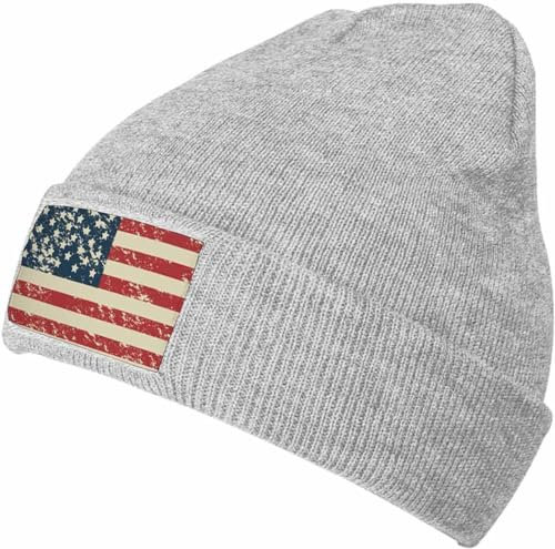 Diari Warme Wintermütze und stilvolle graue Strickmütze für Damen und Herren, lustige Kunst, schwarz, minimalistische Beanie-Mütze, 3561b-states America Patriot Beanie Mütze Cap, One size