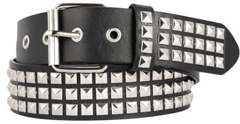 JJDreams Pyramiden nietengürtel, Punkgürtel Leder, Nietengürtel, Hip Hop Gürtel, Rockgürtel für Männer und Frauen