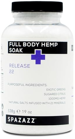 Spazazz Full Body Hemp Soak - 1000mg Hemp - Spa Hot Tub & Bath Aromatherapy Bath Salt Crystals - 538g/19oz (Release 22)