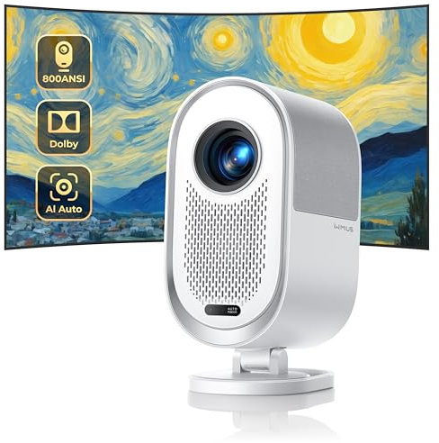 Projector【Dolby Audio/Dustproof】35000LM Auto Focus/Fit in/Keystone/Avoidance Portable Projector 4K Support, WiFi6 Bluetooth Native1080P Full HD Projectors 50% Zoom for Home/Outdoor/HDMI ARC