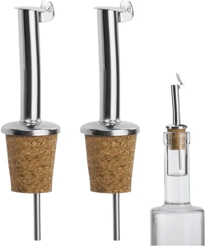 2 Versatori In Sughero Per Bottiglie,Versatori Antigoccia,Beccuccio Olio Per Bottiglia,Tappo Dosatore Olio,Tappo Olio Salvagoccia,Per Bottiglie, Liquori, Bottiglie Di Vino, Per Bicchieri E Bicchierini