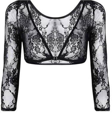 EMOTTOS Damen Spitze Bolero, Open Front V-Ausschnitt Shrug Top, Durchsichtig Elegant Mesh Bolero Shrug mit Haken-Öse Verschluss, Bestickter Floraler Kurze Oberteil für Kleid, Schwarz, S