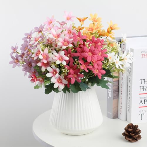 Lxoraziy 6pcs Artificial Orchid Flower Bouquets, 32cm Silk Faux Flowers in Assorted Colors, Realistic Floral Decor for Home, Wedding, Party, Table, Office, Spring Summer Decor