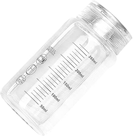 FUNNETOYU Taza De Vidrio con Escala 260 Ml Botella De Agua Portátil Boca Ancha Vidrio Templado con Tapa para Estudiantes y Uso Viaje