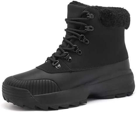 FOGOIN Barefoot Boots Womens Snow Boots Winter Warm Fur Lining Barefoot Shoes Waterproof Non-Slip Walking Boot with Wide Toe Box