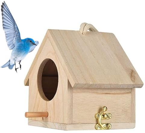 Kathson Wooden Bird House, Hanging Birdhouse for Outside, Garden Patio Decorative Nest Box Bird House for Robin Budgie Swallow Little Sparrow Finch Throstle or Medium Size Birds