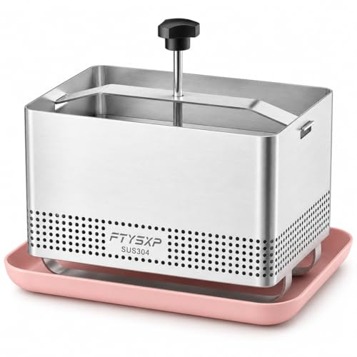 Tofupress 304 - Pressa per formaggi in acciaio inox con pressione regolabile, per tofu e formaggio, multifunzione, in acciaio inox, per prosciutto e pressa per carne, sicurezza lavastoviglie (16 x 12