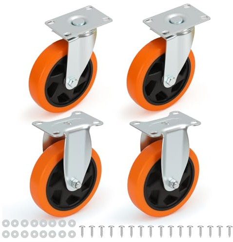 4 Inch Caster Wheels Heavy Duty Casters Set of 4 2 Fixed and 2 Swivel Caster Wheels for Workbench Cart Garage Industrial Use