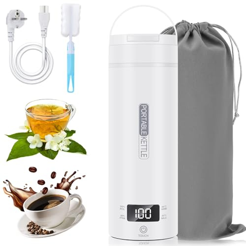 500ML Mini Bouilloire Portable Electrique de Voyage, Mini Bouilloire Electrique, 4 Temperatures Bouilloire Electrique, Bouilloire de Voyage, Tasse de Chauffage Rapide pour Thé, Café, Lait