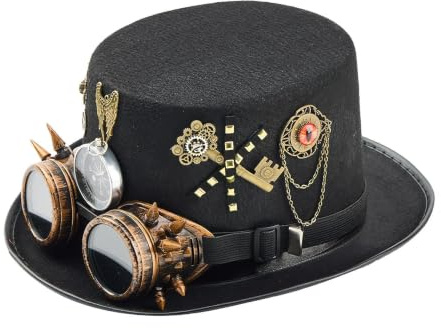 Steampunkhatt Med Goggles Portabel Filthuvudbonad Med Goggles Unisex | Halloween Steampunk Cylinderhatt för kvinnor män vuxna festliga maskeradbaler karnevaler cosplay kostymer filmrekvisita