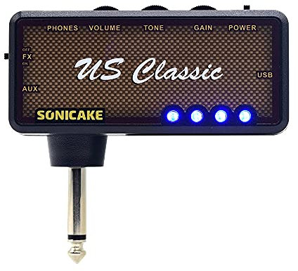 SONICAKE Mini Verstärker Gitarren Reverb Effekt AMP Kopfhörer Verstärker Pocket wiederaufladbar Kopfhörerverstärker US Classic