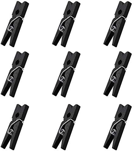 OUNONA Mini Holz Klammern Deko Wäscheklammern Foto Clips zum Basteln DIY Handwerks 100 Stück (Schwarz)