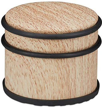 2 fermaporta per porte pesanti e finestre, in acciaio inox e gomma, effetto legno, con cuscinetto alto, Ø 9,5 cm, marrone chiaro