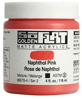 Golden SoFlat Matte Acrylic Paint, 4oz jar, Naphthol Pink (6570-4)