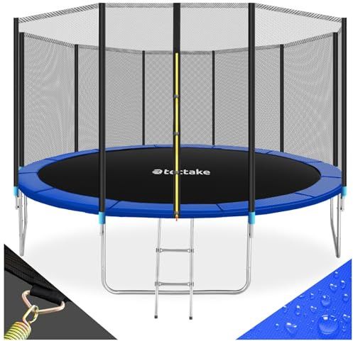 tectake® Studsmatta, Ø 457 cm, GS-certifierad, med säkerhetsnät