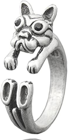 Paws Vintage Hippie Chic Metal French Bulldog Ring Mid Finger Animal Ring Brass Knuckles Wedding Rings For Women Fashion