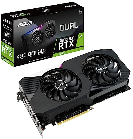 ASUS Dual NVIDIA GeForce RTX 3060 Ti V2 OC Edition Gaming Graphics Card(PCIe 4.0, 8GB GDDR6 memory,LHR, HDMI 2.1,DisplayPort 1.4a,Axial-tech Fan Design, Dual BIOS, Protective Backplate, GPU Tweak II)