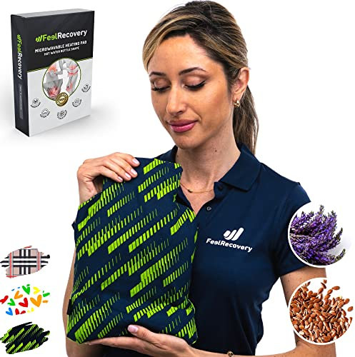 Cuscino Termico forma di Borsa dell'Acqua Calda - Cuscino Riscaldante con Semi di Lino e Fiori di Lavanda (30x22 cm) - Riscaldabile al Microonde con Federa Esterna Lavabile in Cotone 100%