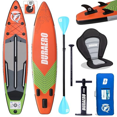 Tavola SUP Gonfiabile Tavola Stand Up Paddle Tavola da Surf Premium con Sedile Kayak, Supporto per Telecamera, Doppia Paddle e Set Completo di Accessori, 330x76x15cm, Fino a 150kg, Rosso